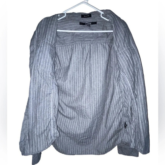 Carbon Slim Fit Long Sleeve Button Shirt Men's Size Medium Gray Front Pockets - Picture 3 of 8